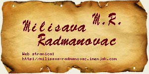 Milisava Radmanovac vizit kartica